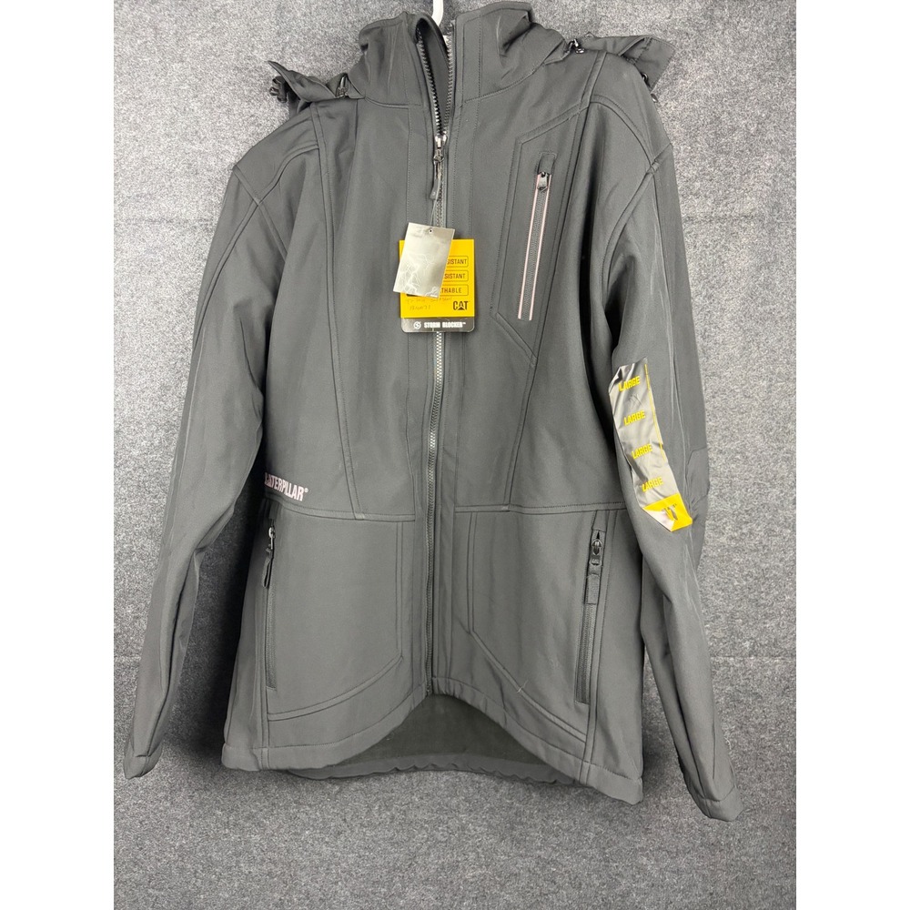 CAT Caterpillar Triton Softshell Jacket Storm Blocker Grey Mens L 1310071 NWT